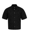 Amiri Mens Quad Monogram-jacquard Short-sleeve Cotton And Wool-blend Shirt Black In Black