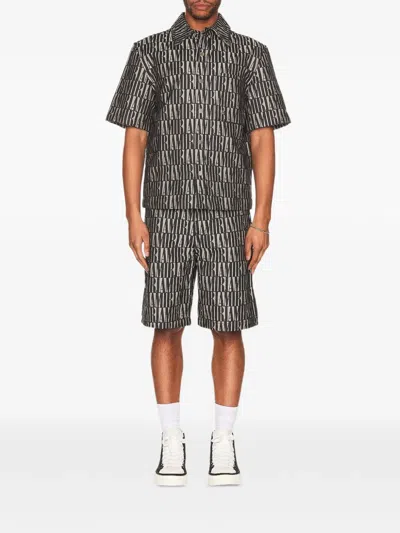 Amiri Jacquard Snap-off Mini Shorts In Black