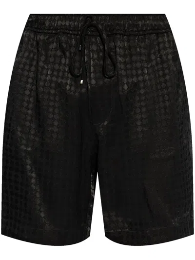 Amiri Straight-leg Jacquard Drawstring Shorts In Black
