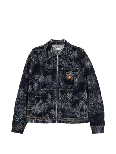 Amiri Jacquard Zip Chateau Palms Jacket In Blue