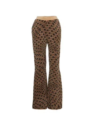 Pre-owned Amiri Jacquard-knit Flared Trousers In Brown