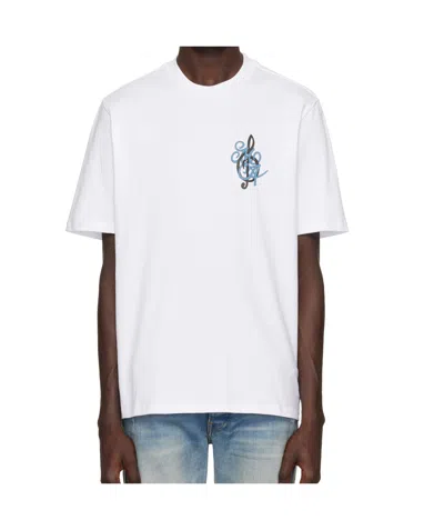 Amiri Mens Jazz Band Brand-print Cotton-jersey T-shirt White