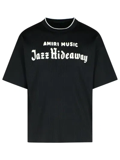 AMIRI AMIRI 'JAZZ' BLACK VISCOSE BLEND T-SHIRT
