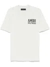 Amiri Jazz Wolf White Crewneck T-shirt With Logo Lettering On The Front And Maxi Print On The Rear In Cott In Green