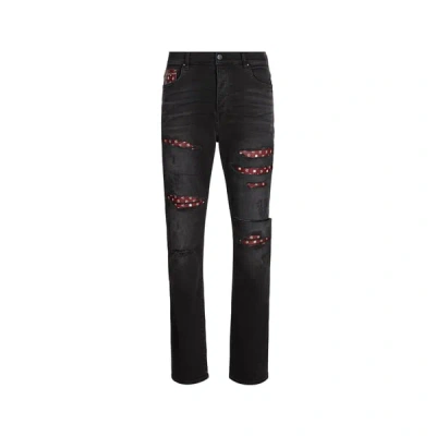 Amiri Jean Déchiré Empiècements Paisley In Black