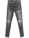 Amiri Quad Flannel Grey Ripped Denim Jeans
