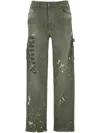 Amiri Khaki Army Logo Painted Slim Workman Jeans In Black