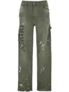 Amiri Khaki Army Logo Painted Slim Workman Jeans