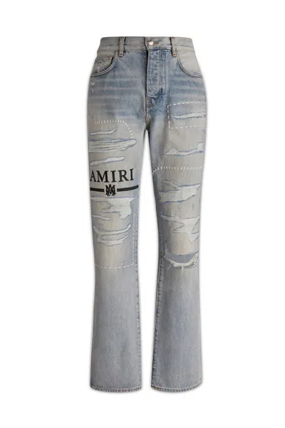 Amiri Blue Distressed Jeans In Stone Indigo-14 oz I