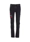 Amiri Casual Trousers With Five Pockets And Embroidery In Black