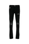 Amiri Stretch Denim Jeans With Leopard Print Accents In Black