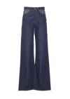 Amiri Loose Fit Wide-leg Trousers With Embroidered Pockets In Blue