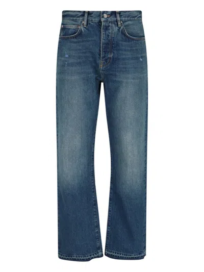 Amiri Straight Fit Trousers Distressed Accents In Blue