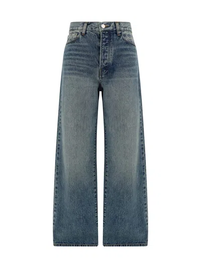 Amiri Wide Leg High Waist Palazzo Trousers In Blue