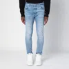 Amiri Light Blue Washed Skinny Jeans With Wear In Blue