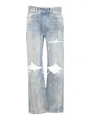 Amiri Straight Leg Mid-rise Distressed Trousers In Blue
