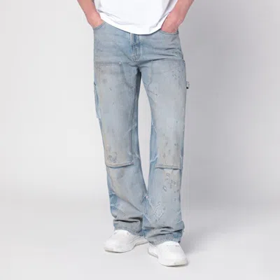 Amiri Cargo Carpenter Jeans Distressed Detailing In Blue