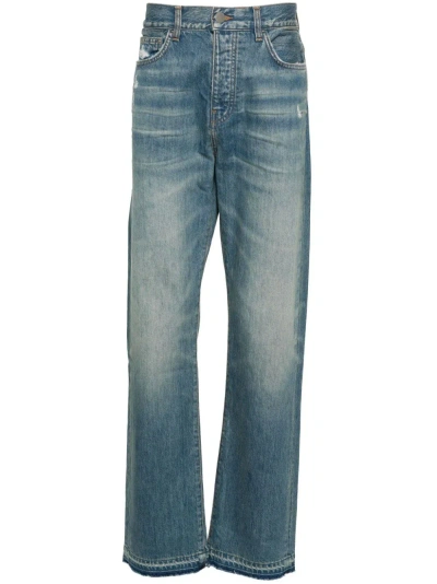 Amiri Distressed Straight-leg Jeans In Navy