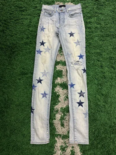 Pre-owned Amiri Jeans Light Wash Star Blue 29 In Light Blue