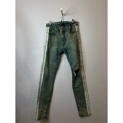 Pre-owned Amiri Jeans Light Wash White Stripe Used 31 In Blue