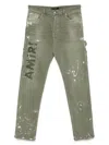 Amiri Khaki Army Logo Painted Slim Workman Jeans