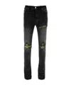 Amiri Stretch Denim Jeans Distressed Detailing In Black