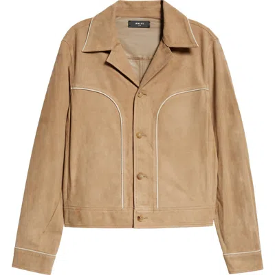 Amiri Johnny Suede Trucker Jacket In Camel