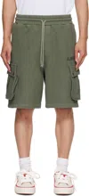 Amiri Stencil Logo Cargo Shorts In Green