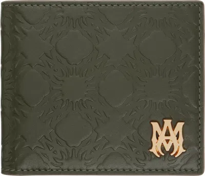 Amiri Khaki 'ma' Quad Leather Bifold Wallet In Green