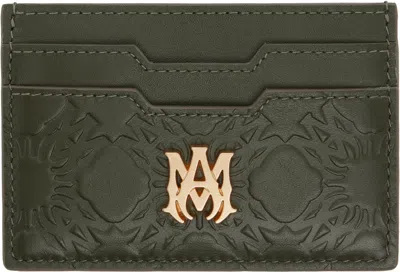 Amiri Khaki 'ma' Quad Leather Card Holder In Green