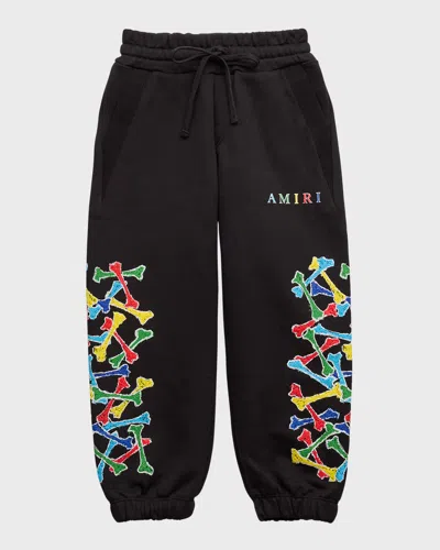 Amiri Kid's  Bones Scribble Sweatpants In Black