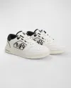 Amiri Kids Classic Logo Leather Sneakers In White Black