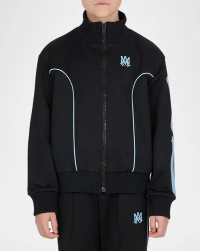 Amiri Kid's Bones Embroidered Track Jacket In Black