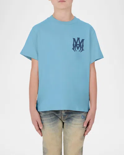 Amiri Kid's Ma Logo Short-sleeve T-shirt In Pacific Blue