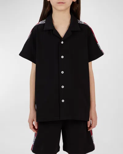 Amiri Kid's Ma Polo Shirt W/ Logo Emblem Tape In Black