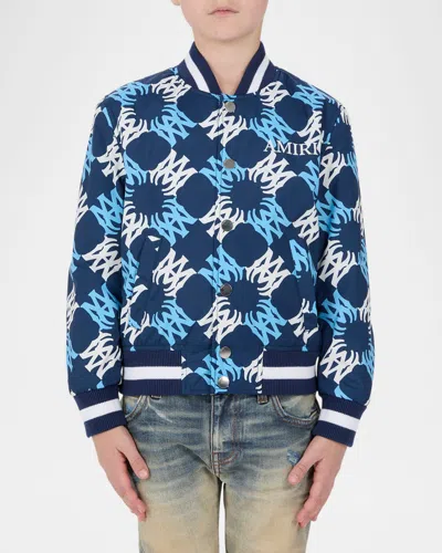 Amiri Kid's Ma Quad Bomber Jacket In Blue
