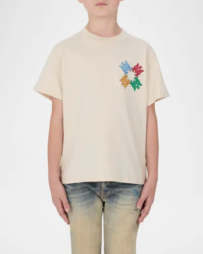 Amiri Kid's Ma Quad Scribble Logo T-shirt In Alabaster