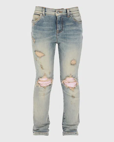 Amiri Kid's Mx1 Distressed Denim Jeans In Blue