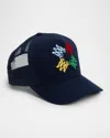 Amiri Kid's Scribble Ma Logo Quad Trucker Hat In Black