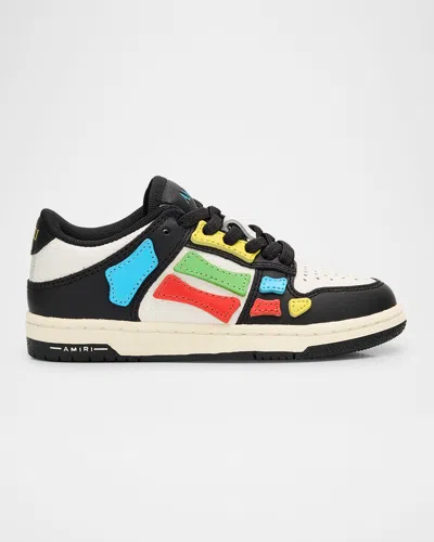 Amiri Kid's Skel Top Low-top Leather Sneakers, Toddler In Multi
