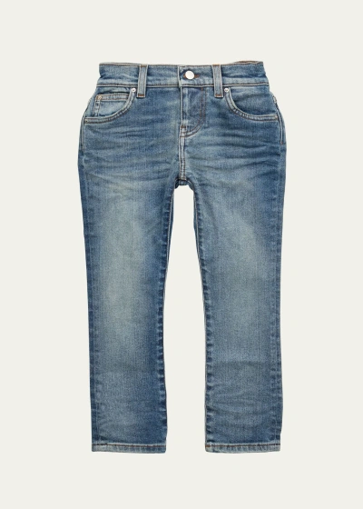 Amiri Kid's Stack Straight-le Denim Jeans In Classic Indigo