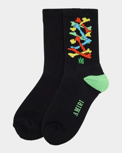 Amiri Kid's Stacked Bones Crew Socks