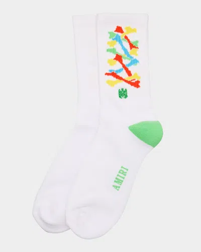 Amiri Kid's Stacked Bones Crew Socks