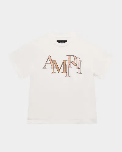 Amiri Kid's Staggered Logo Short-sleeve T-shirt In White