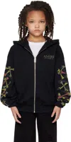 Amiri Bones Print Zip Hoodie In Black