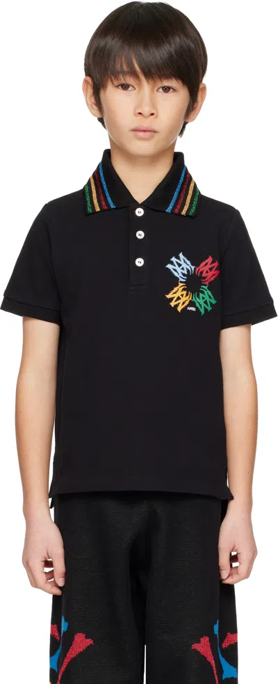 Amiri Kids Black Ma Quad Scribble Polo