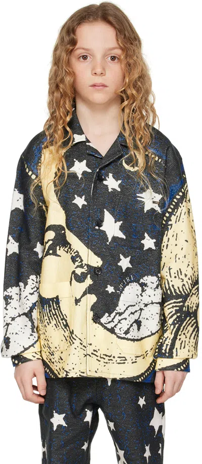 Amiri Kids Black Moonscape Shirt In Multi