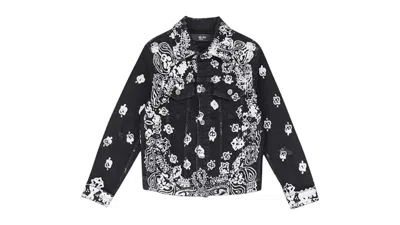 Pre-owned Amiri Kids' Bleach Bandana Trucker Jacket In Black
