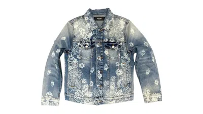 Pre-owned Amiri Kids' Bleach Bandana Trucker Jacket In Clay Indigo In Blue