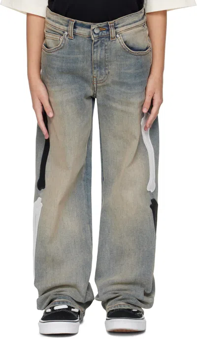 Amiri Kids Blue Bones Jeans In Purple